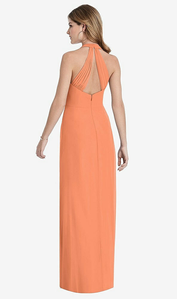 【STYLE: TH029】V-Neck Halter Chiffon Maxi Dress - Taryn【COLOR: Sweet Melon】