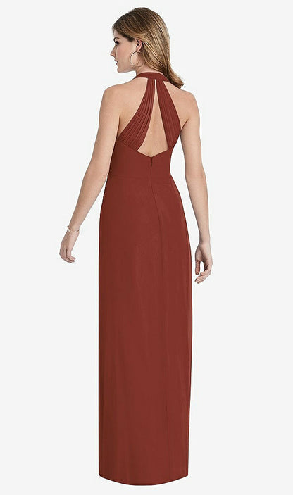 【STYLE: TH029】V-Neck Halter Chiffon Maxi Dress - Taryn【COLOR: Auburn Moon】