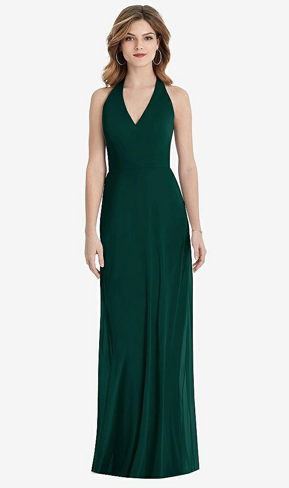 【STYLE: TH029】V-Neck Halter Chiffon Maxi Dress - Taryn【COLOR: Evergreen】