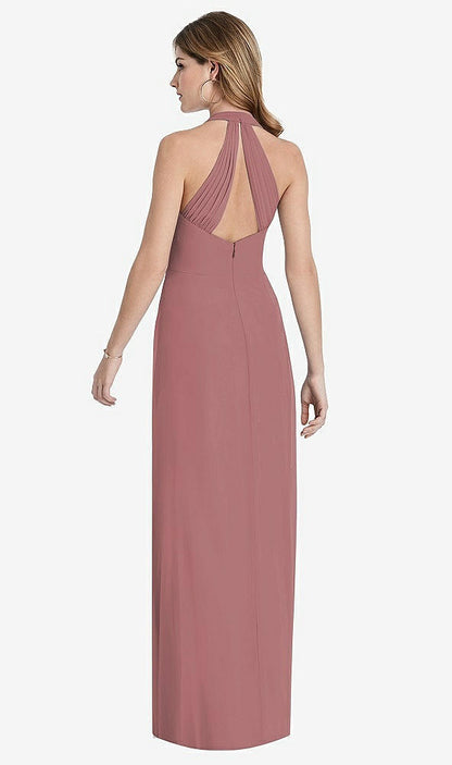 【STYLE: TH029】V-Neck Halter Chiffon Maxi Dress - Taryn【COLOR: Rosewood】