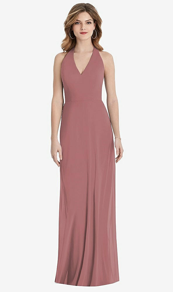 【STYLE: TH029】V-Neck Halter Chiffon Maxi Dress - Taryn【COLOR: Rosewood】