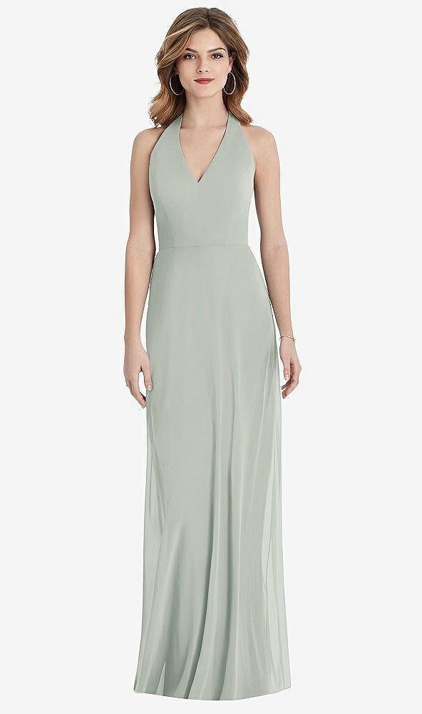 【STYLE: TH029】V-Neck Halter Chiffon Maxi Dress - Taryn【COLOR: Willow Green】
