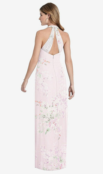 【STYLE: TH029】V-Neck Halter Chiffon Maxi Dress - Taryn【COLOR: Watercolor Print】