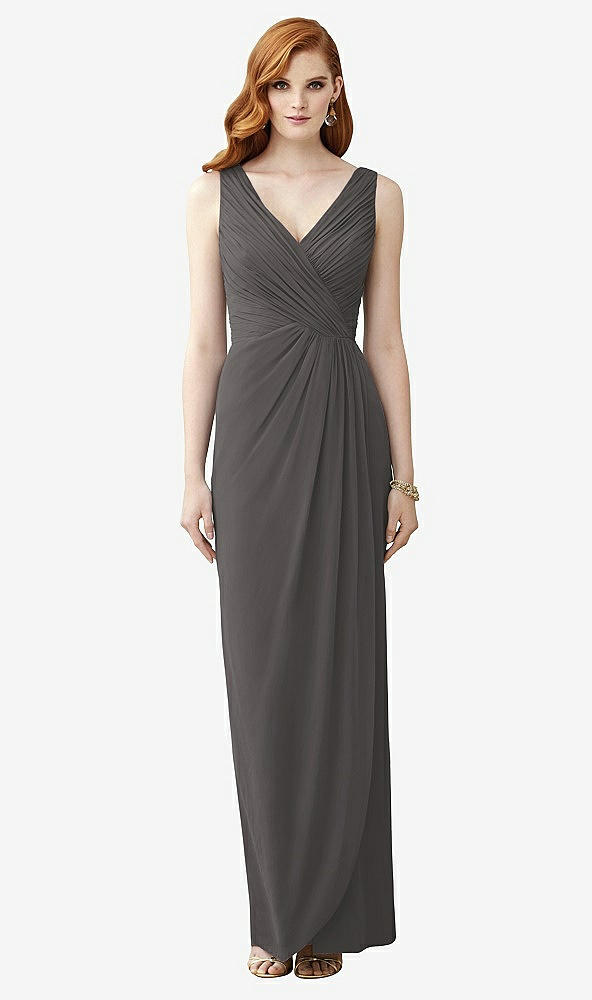 【STYLE: TH030】Sleeveless Draped Faux Wrap Maxi Dress - Dahlia【COLOR: Caviar Gray】