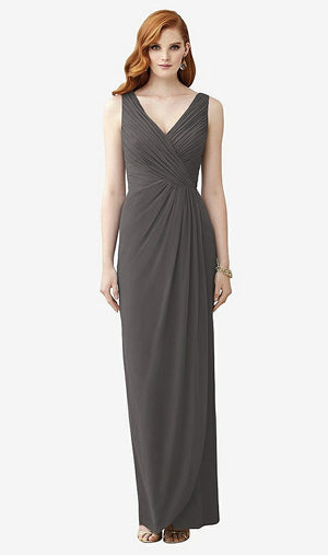 【STYLE: TH030】Sleeveless Draped Faux Wrap Maxi Dress - Dahlia【COLOR: Caviar Gray】
