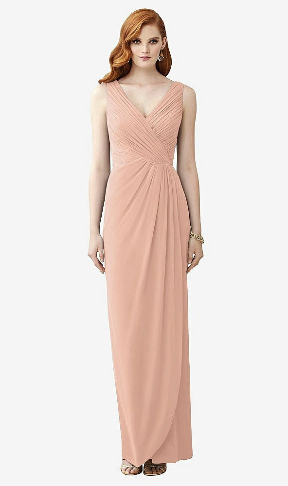 【STYLE: TH030】Sleeveless Draped Faux Wrap Maxi Dress - Dahlia【COLOR: Pale Peach】