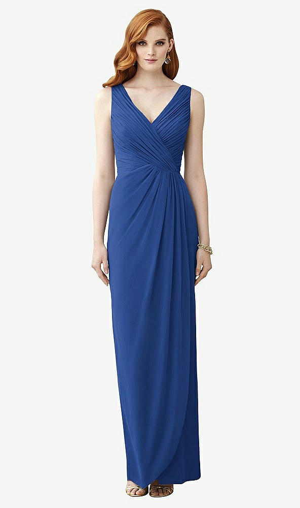 【STYLE: TH030】Sleeveless Draped Faux Wrap Maxi Dress - Dahlia【COLOR: Classic Blue】