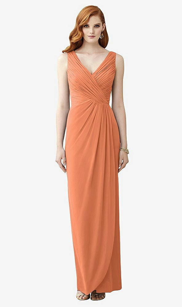 【STYLE: TH030】Sleeveless Draped Faux Wrap Maxi Dress - Dahlia【COLOR: Sweet Melon】