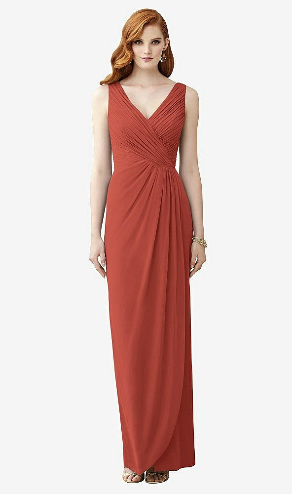 【STYLE: TH030】Sleeveless Draped Faux Wrap Maxi Dress - Dahlia【COLOR: Amber Sunset】