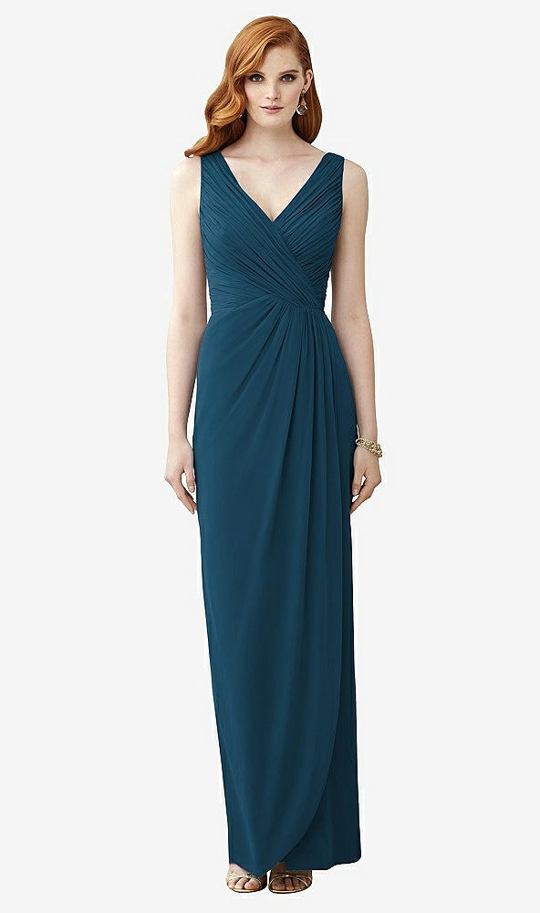 【STYLE: TH030】Sleeveless Draped Faux Wrap Maxi Dress - Dahlia【COLOR: Atlantic Blue】