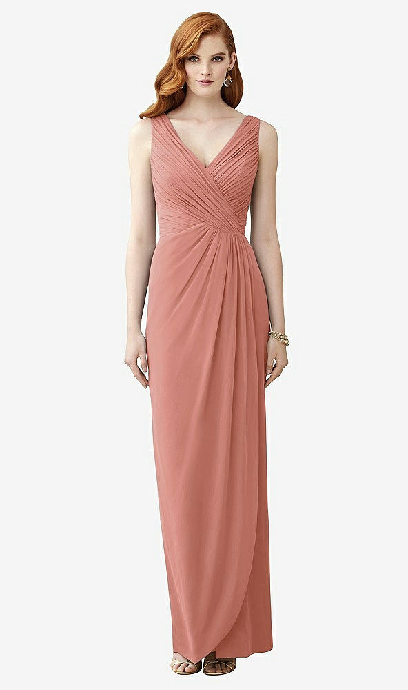 【STYLE: TH030】Sleeveless Draped Faux Wrap Maxi Dress - Dahlia【COLOR: Desert Rose】