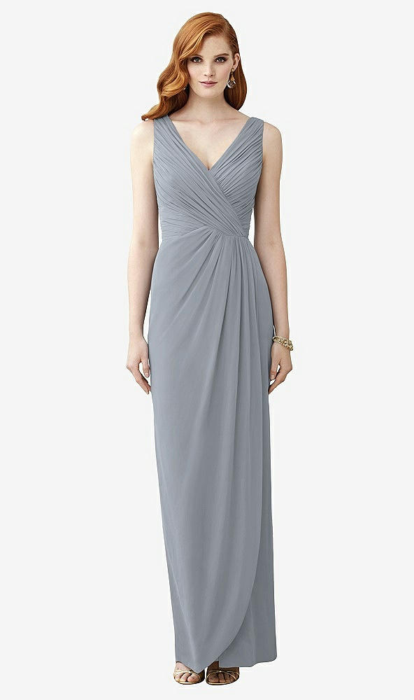 【STYLE: TH030】Sleeveless Draped Faux Wrap Maxi Dress - Dahlia【COLOR: Platinum】