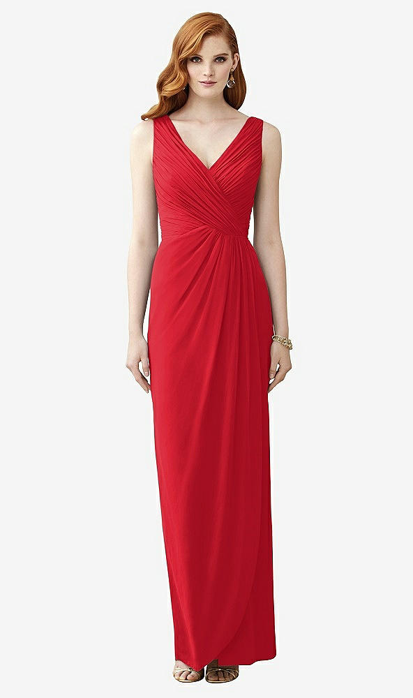 【STYLE: TH030】Sleeveless Draped Faux Wrap Maxi Dress - Dahlia【COLOR: Parisian Red】