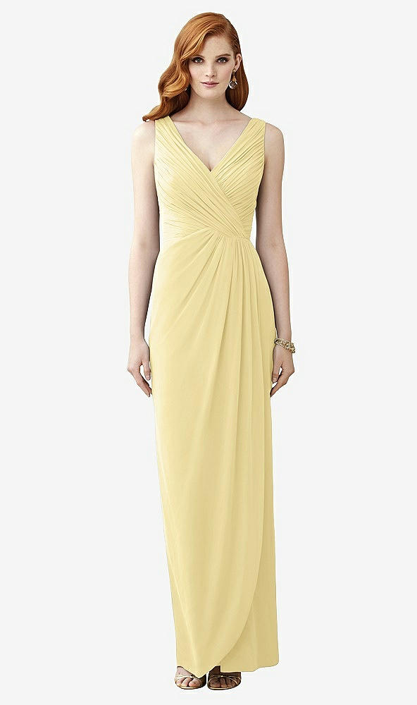 【STYLE: TH030】Sleeveless Draped Faux Wrap Maxi Dress - Dahlia【COLOR: Pale Yellow】