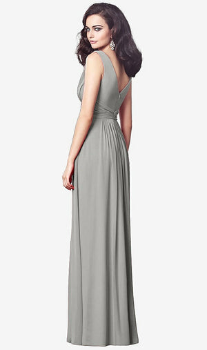 【STYLE: TH031】Draped V-Neck Shirred Chiffon Maxi Dress【COLOR: Chelsea Gray】