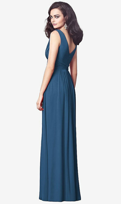 【STYLE: TH031】Draped V-Neck Shirred Chiffon Maxi Dress【COLOR: Dusk Blue】