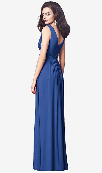 【STYLE: TH031】Draped V-Neck Shirred Chiffon Maxi Dress【COLOR: Classic Blue】