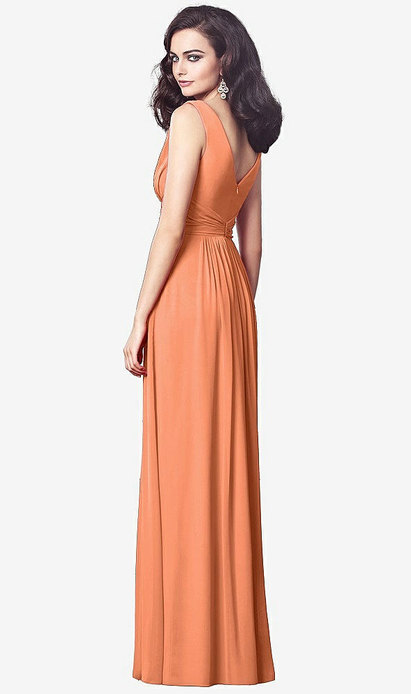 【STYLE: TH031】Draped V-Neck Shirred Chiffon Maxi Dress【COLOR: Sweet Melon】