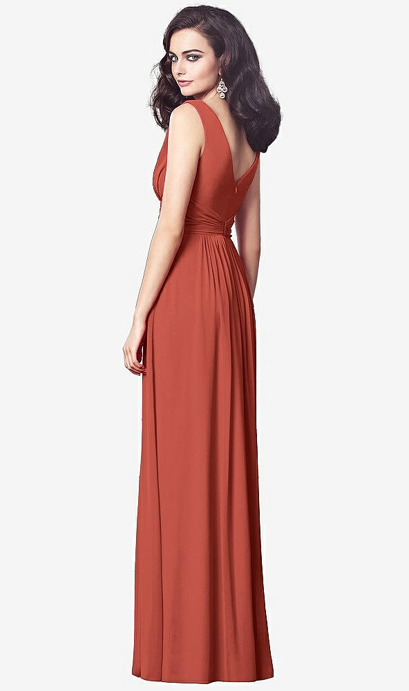 【STYLE: TH031】Draped V-Neck Shirred Chiffon Maxi Dress【COLOR: Amber Sunset】