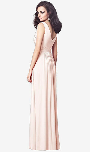【STYLE: TH031】Draped V-Neck Shirred Chiffon Maxi Dress【COLOR: Blush】