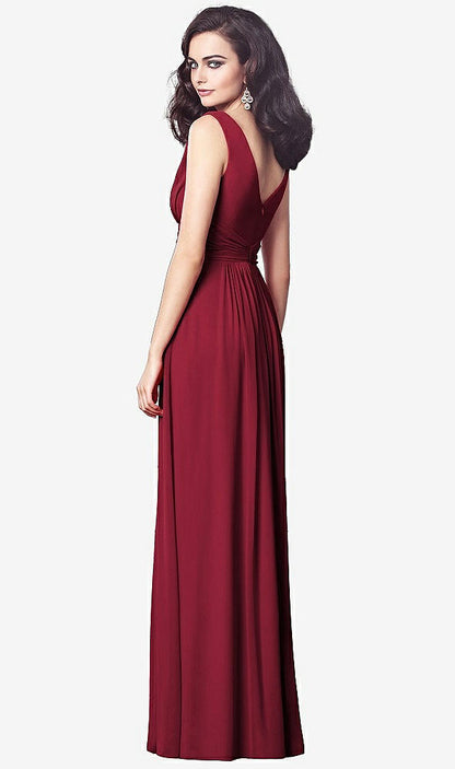 【STYLE: TH031】Draped V-Neck Shirred Chiffon Maxi Dress【COLOR: Burgundy】