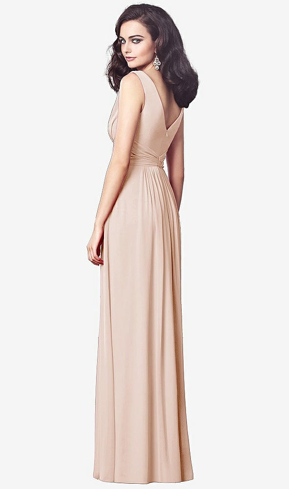 【STYLE: TH031】Draped V-Neck Shirred Chiffon Maxi Dress【COLOR: Cameo】