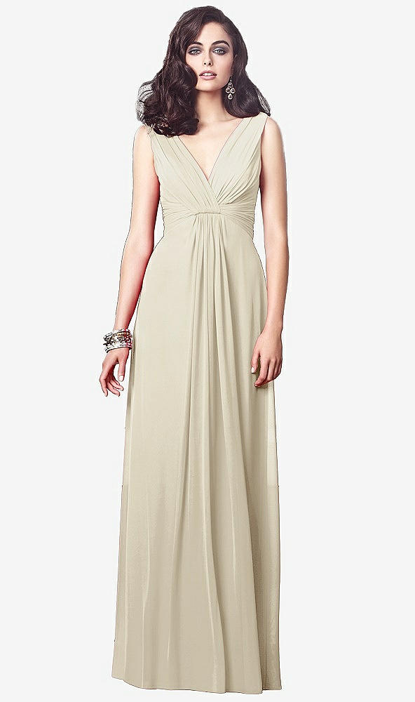 【STYLE: TH031】Draped V-Neck Shirred Chiffon Maxi Dress【COLOR: Champagne】