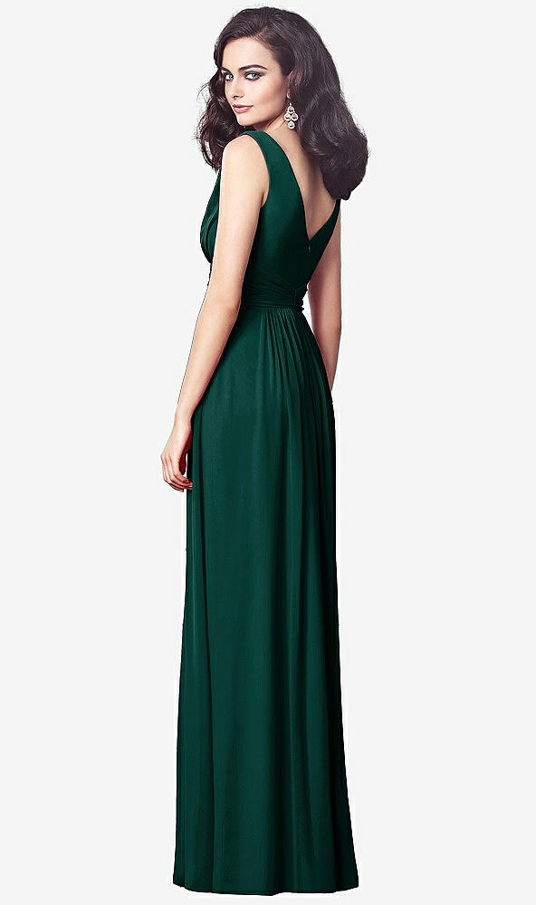 【STYLE: TH031】Draped V-Neck Shirred Chiffon Maxi Dress【COLOR: Evergreen】