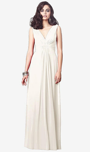 【STYLE: TH031】Draped V-Neck Shirred Chiffon Maxi Dress【COLOR: Ivory】
