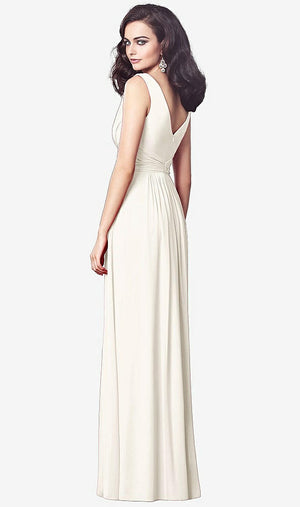 【STYLE: TH031】Draped V-Neck Shirred Chiffon Maxi Dress【COLOR: Ivory】