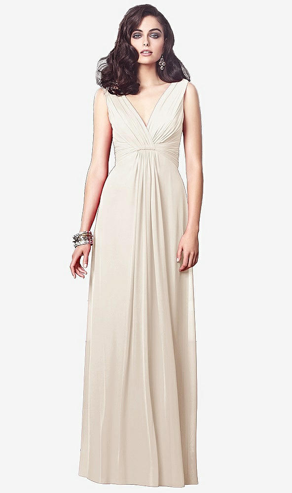 【STYLE: TH031】Draped V-Neck Shirred Chiffon Maxi Dress【COLOR: Oat】