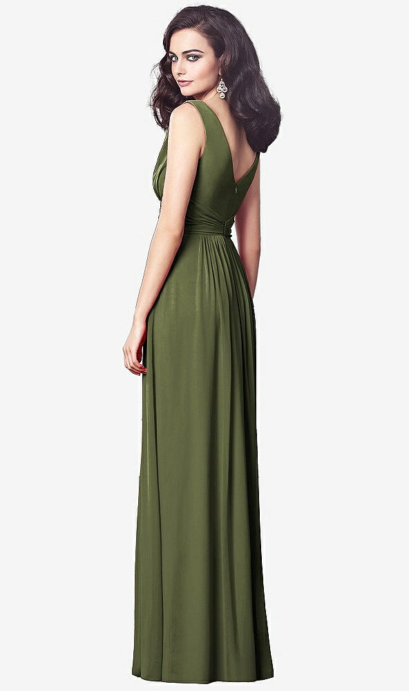 【STYLE: TH031】Draped V-Neck Shirred Chiffon Maxi Dress【COLOR: Olive Green】