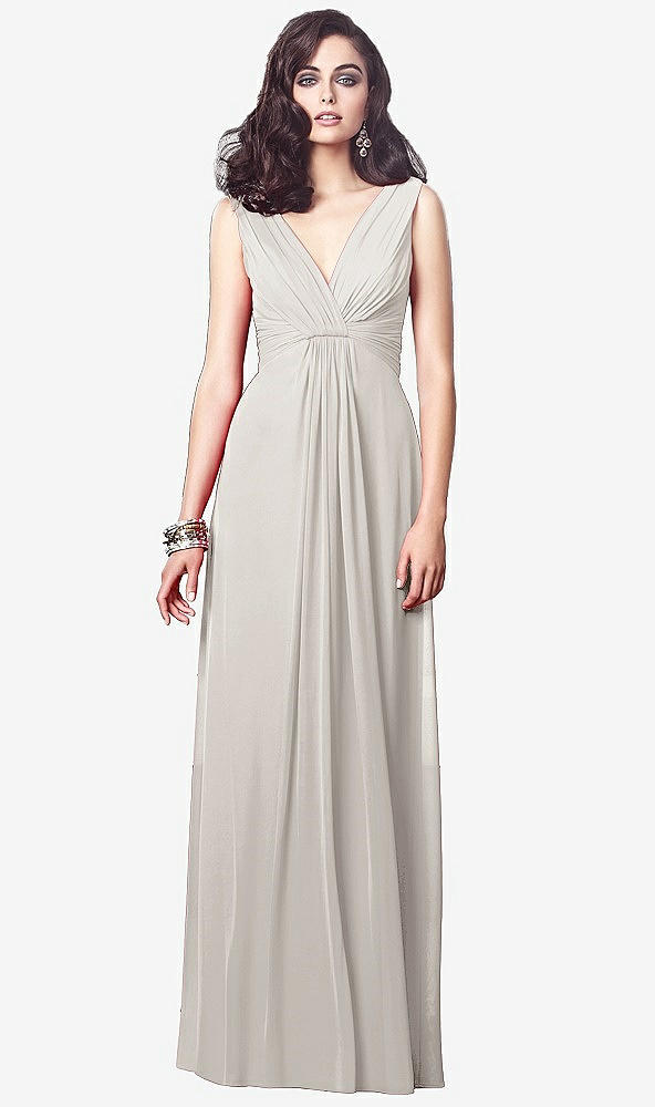 【STYLE: TH031】Draped V-Neck Shirred Chiffon Maxi Dress【COLOR: Oyster】
