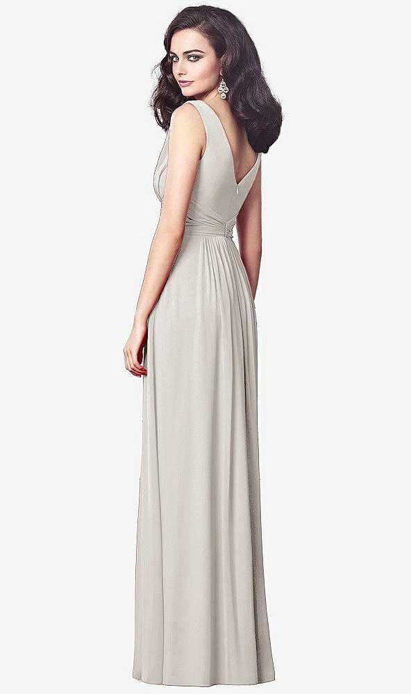 【STYLE: TH031】Draped V-Neck Shirred Chiffon Maxi Dress【COLOR: Oyster】