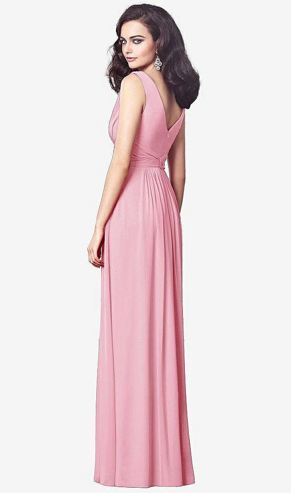 【STYLE: TH031】Draped V-Neck Shirred Chiffon Maxi Dress【COLOR: Peony Pink】