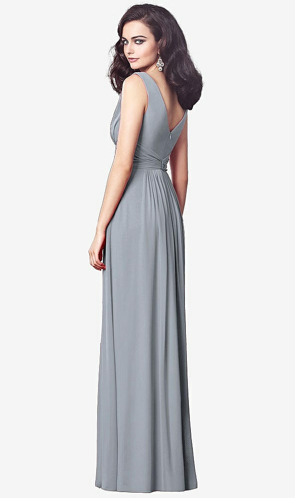 【NEW】【STYLE: TH031】ドレープ Vネック シアレッド シフォン マキシ ドレス【COLOR: Platinum】【SIZE: 00-30W】