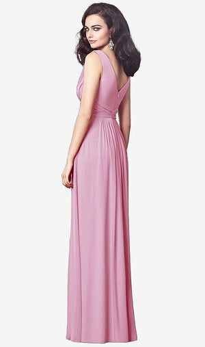 【STYLE: TH031】Draped V-Neck Shirred Chiffon Maxi Dress【COLOR: Powder Pink】