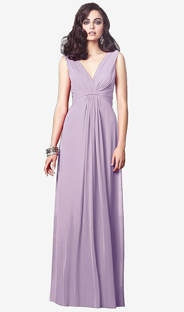 【STYLE: TH031】Draped V-Neck Shirred Chiffon Maxi Dress【COLOR: Pale Purple】