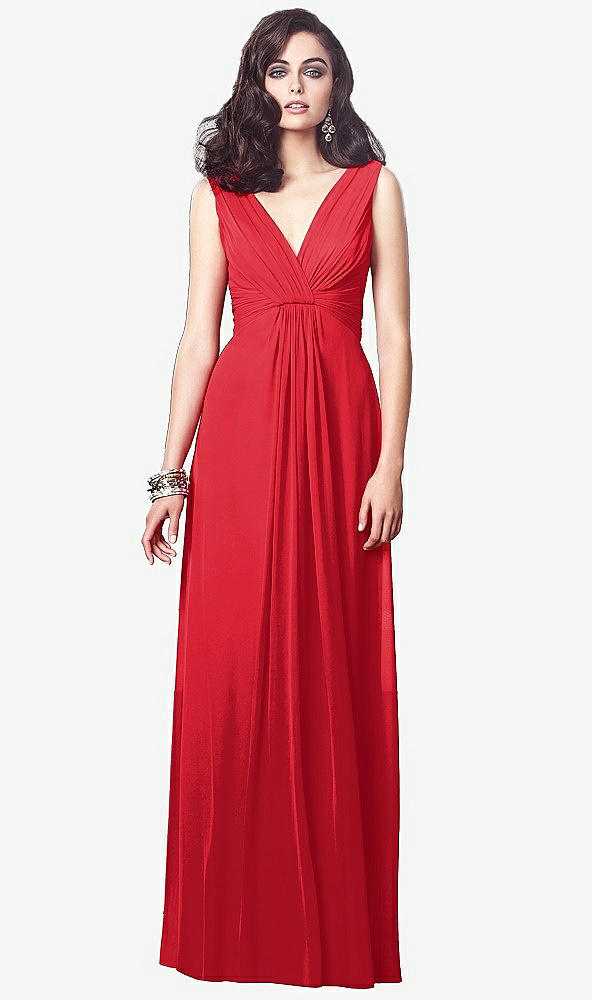 【STYLE: TH031】Draped V-Neck Shirred Chiffon Maxi Dress【COLOR: Parisian Red】
