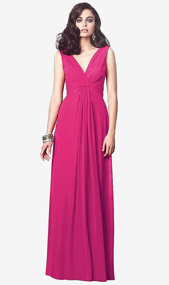 【STYLE: TH031】Draped V-Neck Shirred Chiffon Maxi Dress【COLOR: Think Pink】