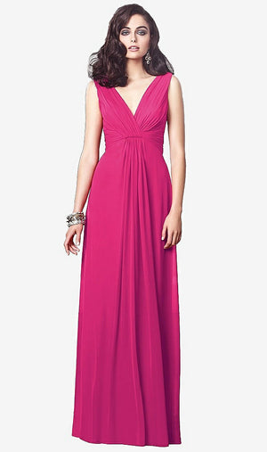 【STYLE: TH031】Draped V-Neck Shirred Chiffon Maxi Dress【COLOR: Think Pink】