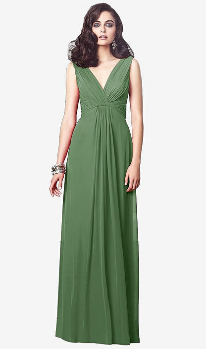 【STYLE: TH031】Draped V-Neck Shirred Chiffon Maxi Dress【COLOR: Vineyard Green】