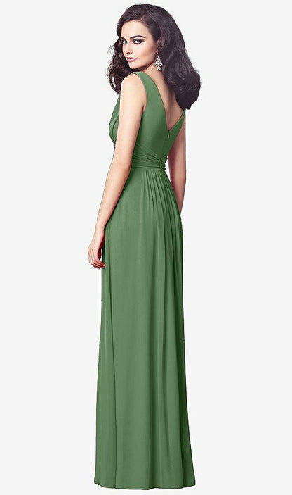【STYLE: TH031】Draped V-Neck Shirred Chiffon Maxi Dress【COLOR: Vineyard Green】
