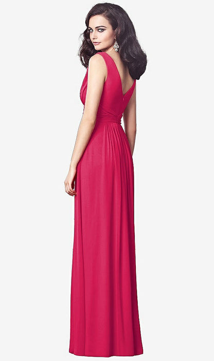 【STYLE: TH031】Draped V-Neck Shirred Chiffon Maxi Dress【COLOR: Vivid Pink】