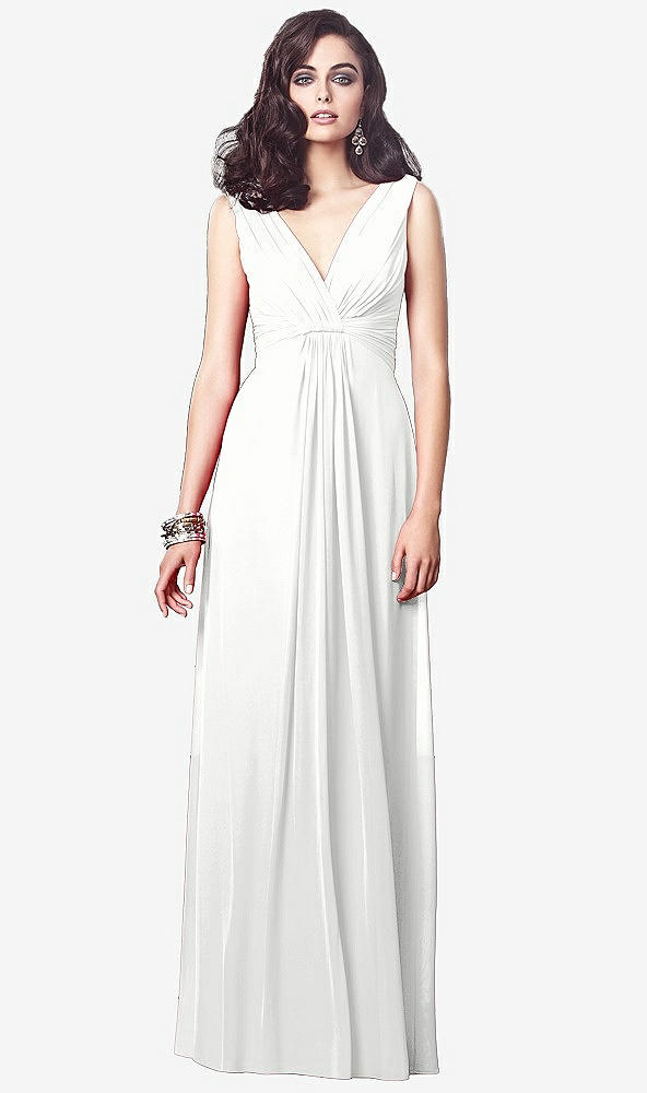 【STYLE: TH031】Draped V-Neck Shirred Chiffon Maxi Dress【COLOR: White】