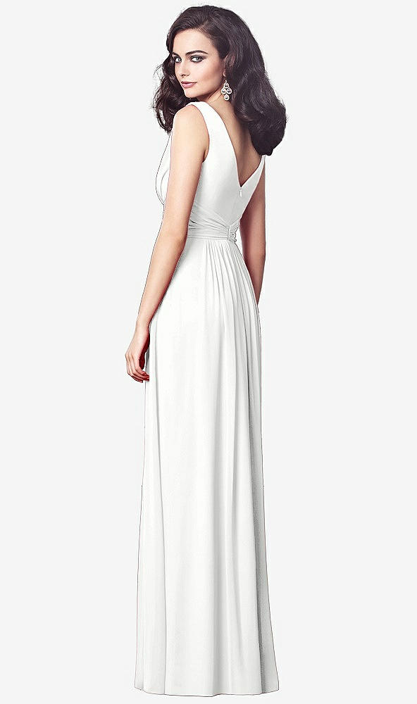 【STYLE: TH031】Draped V-Neck Shirred Chiffon Maxi Dress【COLOR: White】