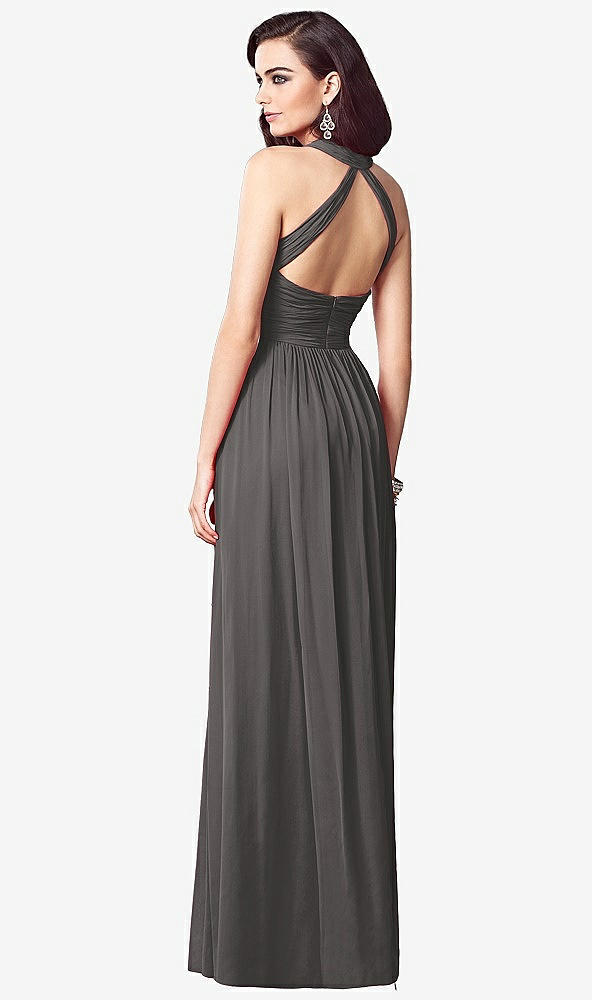 【STYLE: TH032】Ruched Halter Open-Back Maxi Dress - Jada【COLOR: Caviar Gray】