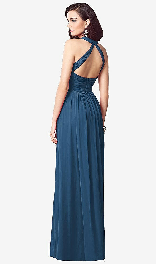 【STYLE: TH032】Ruched Halter Open-Back Maxi Dress - Jada【COLOR: Dusk Blue】