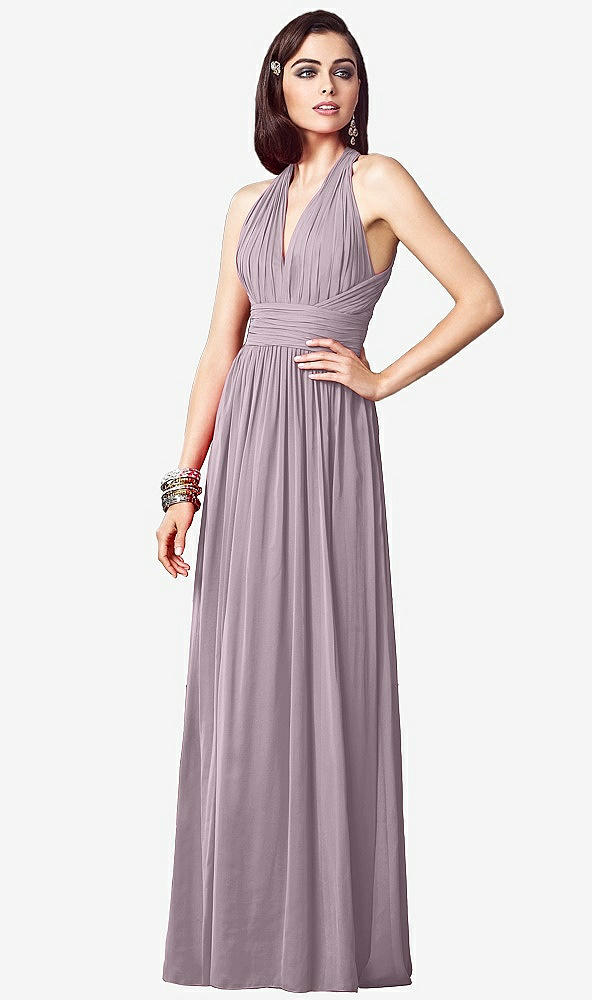 【STYLE: TH032】Ruched Halter Open-Back Maxi Dress - Jada【COLOR: Lilac Dusk】