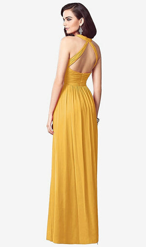【STYLE: TH032】Ruched Halter Open-Back Maxi Dress - Jada【COLOR: NYC Yellow】
